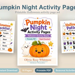 Pagine di attività per la Notte delle Zucche / Fogli di attività di Halloween / PDF stampabile / Download digitale immagine 2