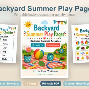 Backyard Summer Play Pages | Backyard Summer Activities | Printable PDF | Digital Download image 2