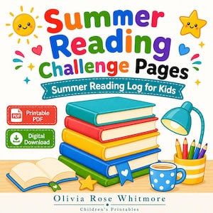 Pages du défi de lecture d'été | Journal de lecture d'été pour enfants | PDF imprimable | Téléchargement numérique image 1