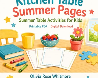 Páginas de verano para la mesa de la cocina / Actividades de verano para niños / PDF imprimible / Descarga digital