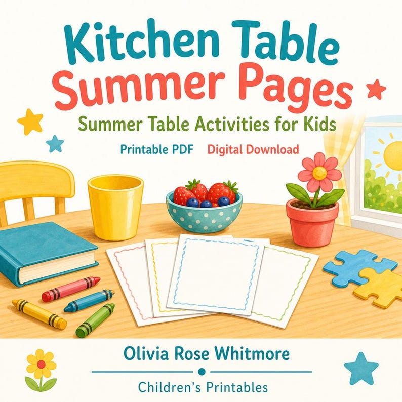 Table de cuisine, pages d'été | Activités de table d'été pour les enfants | PDF imprimable | Téléchargement numérique image 1