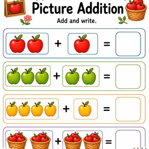 Apple Addition Shop | Additionsblad | Utskrivbar PDF | Digital nedladdning bild 3