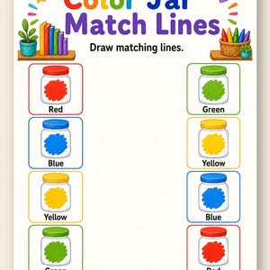 Match Color Jar | Werkbladen voor kleursortering | Afdrukbare pdf | Digitale download afbeelding 9