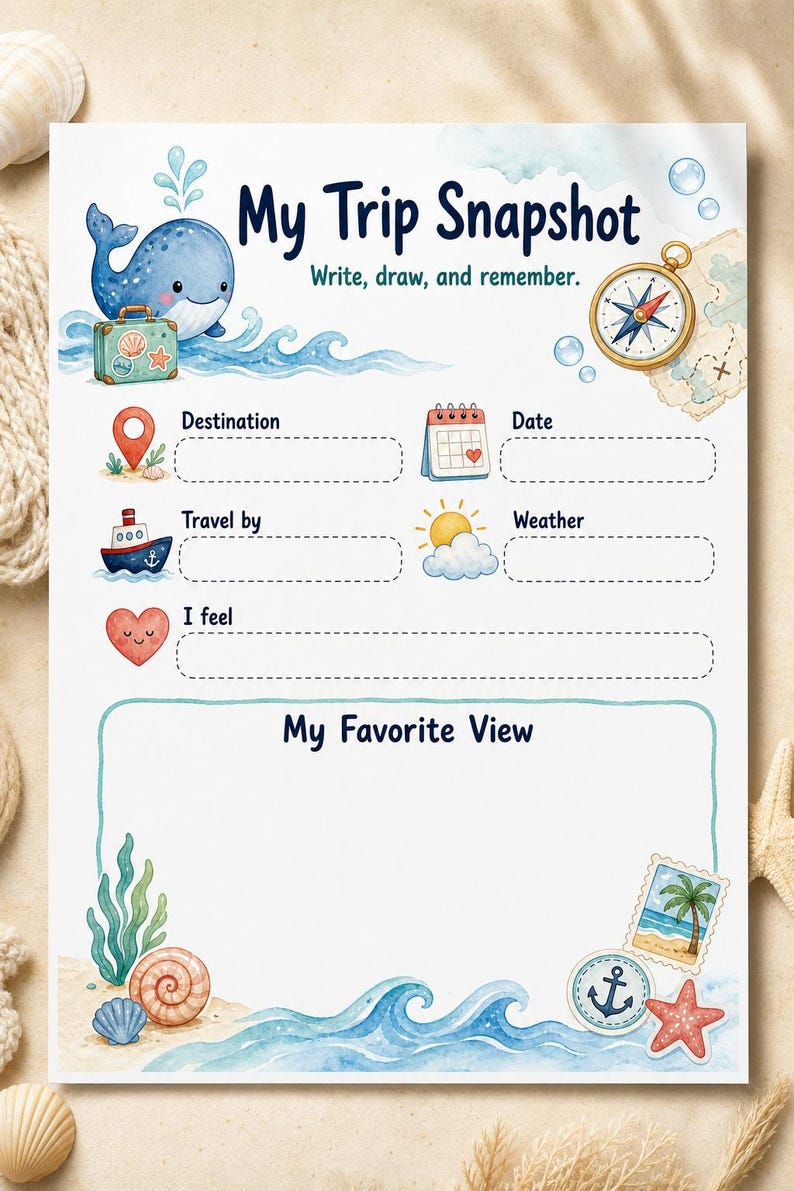 The Little Whale Journey | kids travel journal | Printable PDF | Digital Download image 5