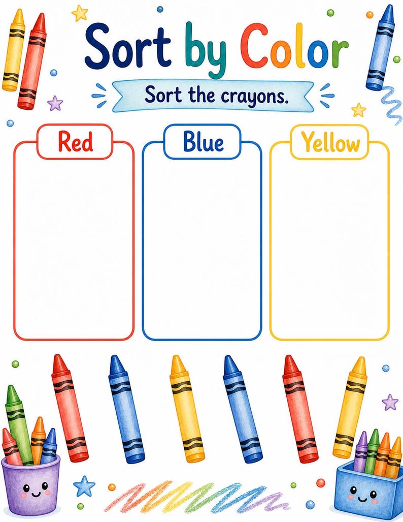 Crayon Sorting Shelf | Sorting Worksheets | Printable PDF | Digital Download image 3
