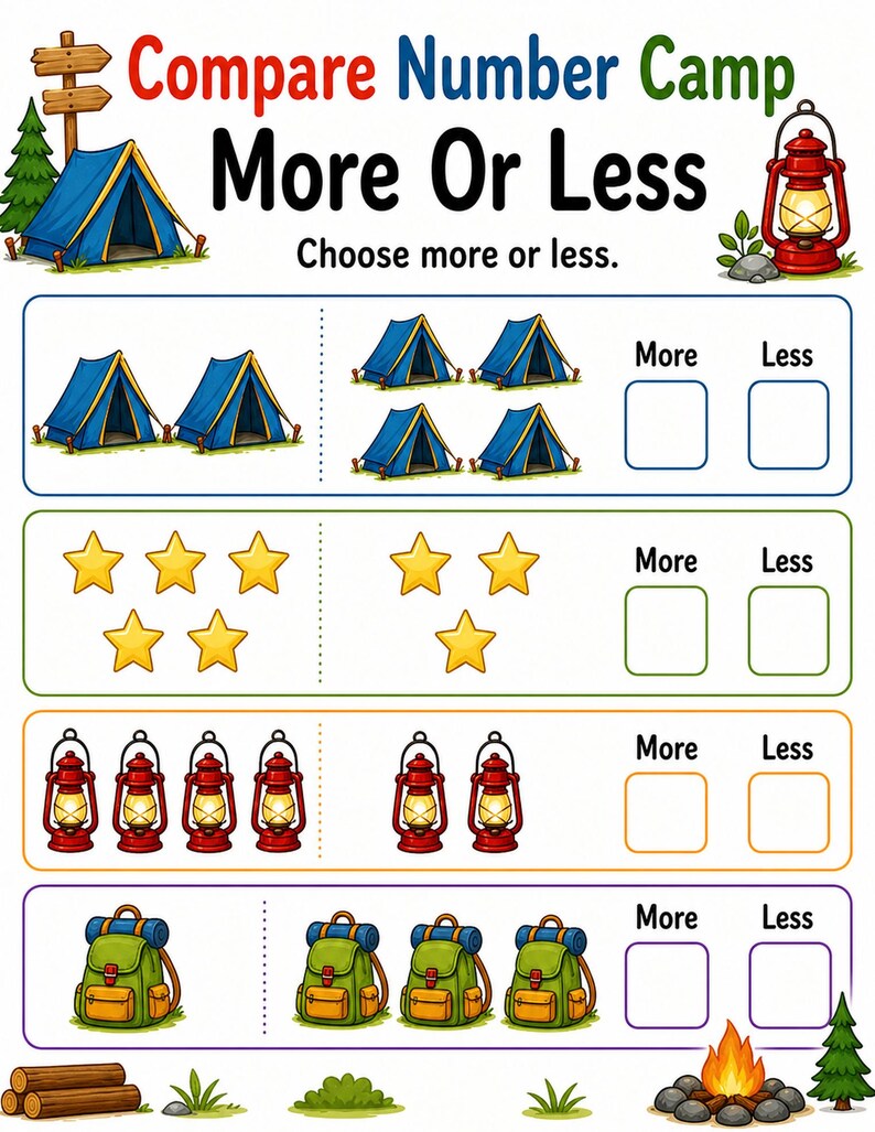Compare Number Camp | Comparing Numbers Worksheets | Printable PDF | Digital Download image 3