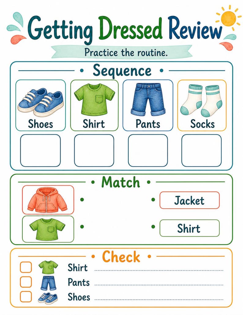 Dressed for the Day | Getting Dressed Visual Schedule | Printable PDF | Digital Download image 7