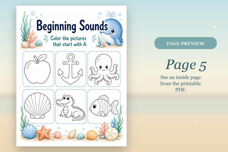 Little Whale ABCs | Preschool Worksheets | Printable PDF | Digital Download image 8