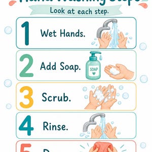 Lavado de manos para niños pequeños / Horario visual de lavado de manos / PDF imprimible / Descarga digital imagen 3
