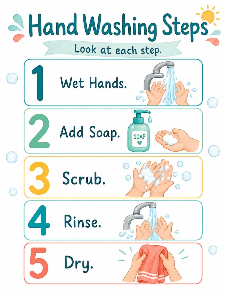 Lavado de manos para niños pequeños / Horario visual de lavado de manos / PDF imprimible / Descarga digital imagen 3