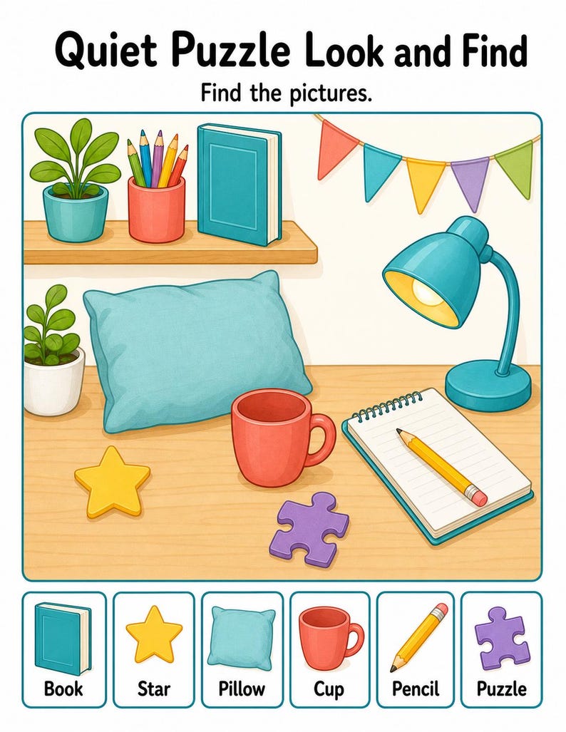 Quiet Puzzle Pack | Printable Puzzle Pages for Kids | Printable PDF | Digital Download image 4