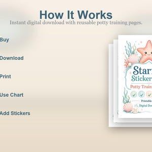 Starfish Sticker Steps | Potty Training Chart | Printable PDF | Digital Download image 4