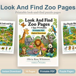 Look And Find Zoo Pages | I Spy Printable | Printable PDF | Digital Download image 2