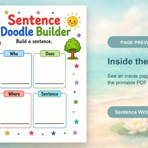 Sentence Builder Doodles | Sentence Writing Worksheets | Printable PDF | Digital Download image 10