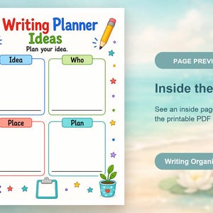 Creative Writing Planner | Writing Graphic Organizer | Printable PDF | Digital Download image 10