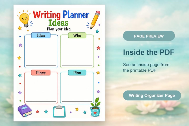 Creative Writing Planner | Writing Graphic Organizer | Printable PDF | Digital Download image 10