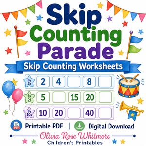 Skip Counting Parade | Skip Counting Worksheets | Printable PDF | Digital Download image 1