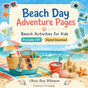 Pagine di avventura in spiaggia / Attività in spiaggia per bambini / PDF stampabile / Download digitale immagine 1