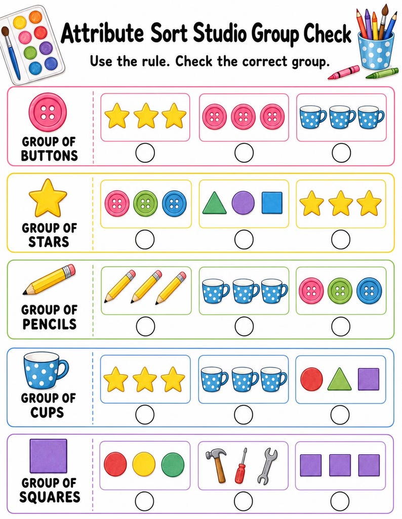 Attribute Sort Studio | Attribute Sorting Worksheets | Printable PDF | Digital Download image 4