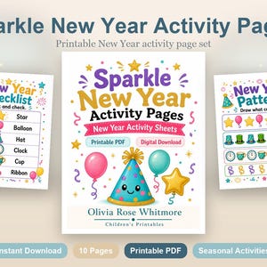 Sparkle Neujahrs-Tätigkeitsseiten | Neujahrs-aktivitätsblätter | Druckbare PDF | Digitaler Download Bild 2