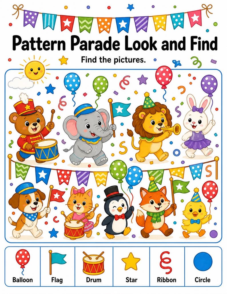 パターンパレードページ | パターンワークシート | 印刷可能なPDF | デジタルダウンロード 画像 4