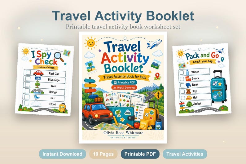 Cuaderno de actividades de viaje / Libro de actividades de viaje para niños / PDF imprimible / Descarga digital imagen 2