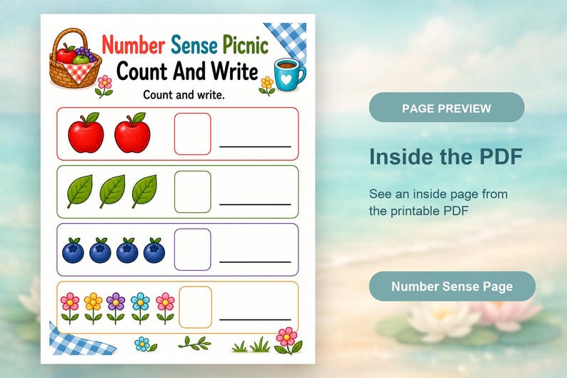 Number Sense Picnic | Number Sense Worksheets | Printable PDF | Digital Download image 10