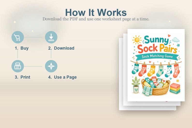 Sonnige Sockenpaare | Socken-Matching-Spiel | Druckbare PDF | Digitaler Download Bild 8