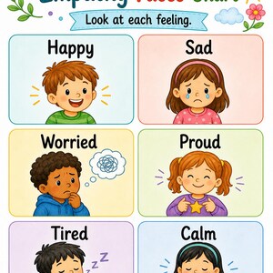 Visages empathiques | Feuilles de travail sur l'empathie pour les enfants | PDF imprimable | Téléchargement numérique image 3