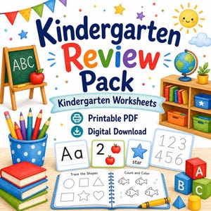 Pack de révision pour la maternelle | Feuilles de travail pour la maternelle | PDF imprimable | Téléchargement numérique image 1
