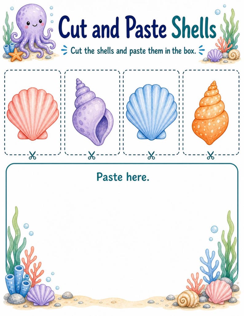 Octopus Scissor Skills | Scissor Skills Worksheets | Printable PDF | Digital Download image 5