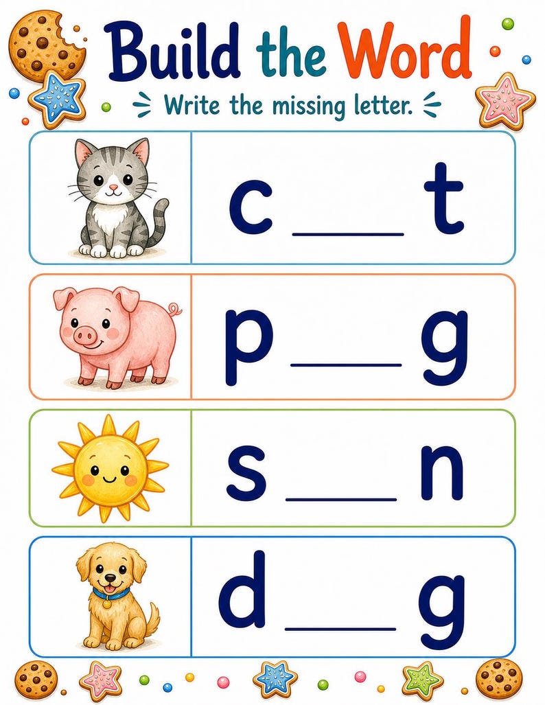 Cookie CVC Wörter | CVC Wörter Arbeitsblätter | Druckbare PDF | Digitaler Download Bild 6