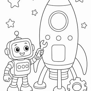 Roboter Baumeister Malvorlagen | Roboter Malvorlagen | Druckbare PDF | Digitaler Download Bild 4