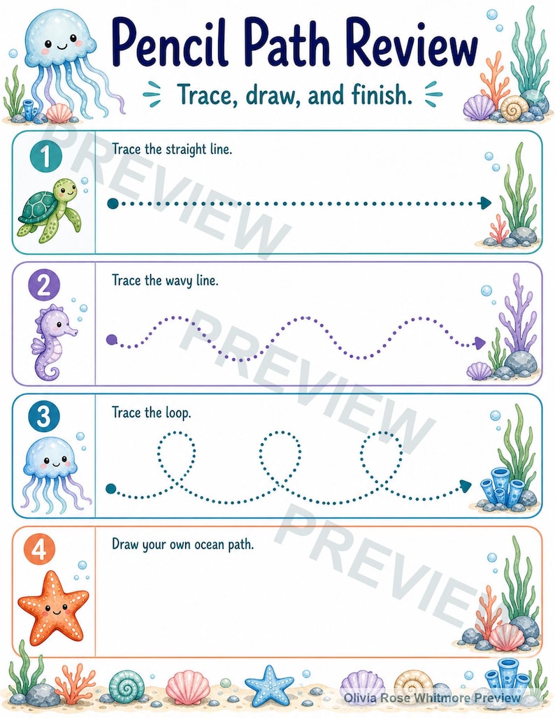 Ocean Frühlern-Starter XL | Vorschul Arbeitsblätter | Druckbare PDF | Digitaler Download Bild 7
