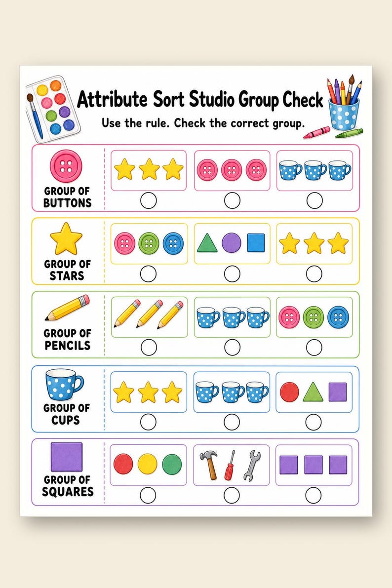 Attribute Sort Studio | Attribute Sorting Worksheets | Printable PDF | Digital Download image 9