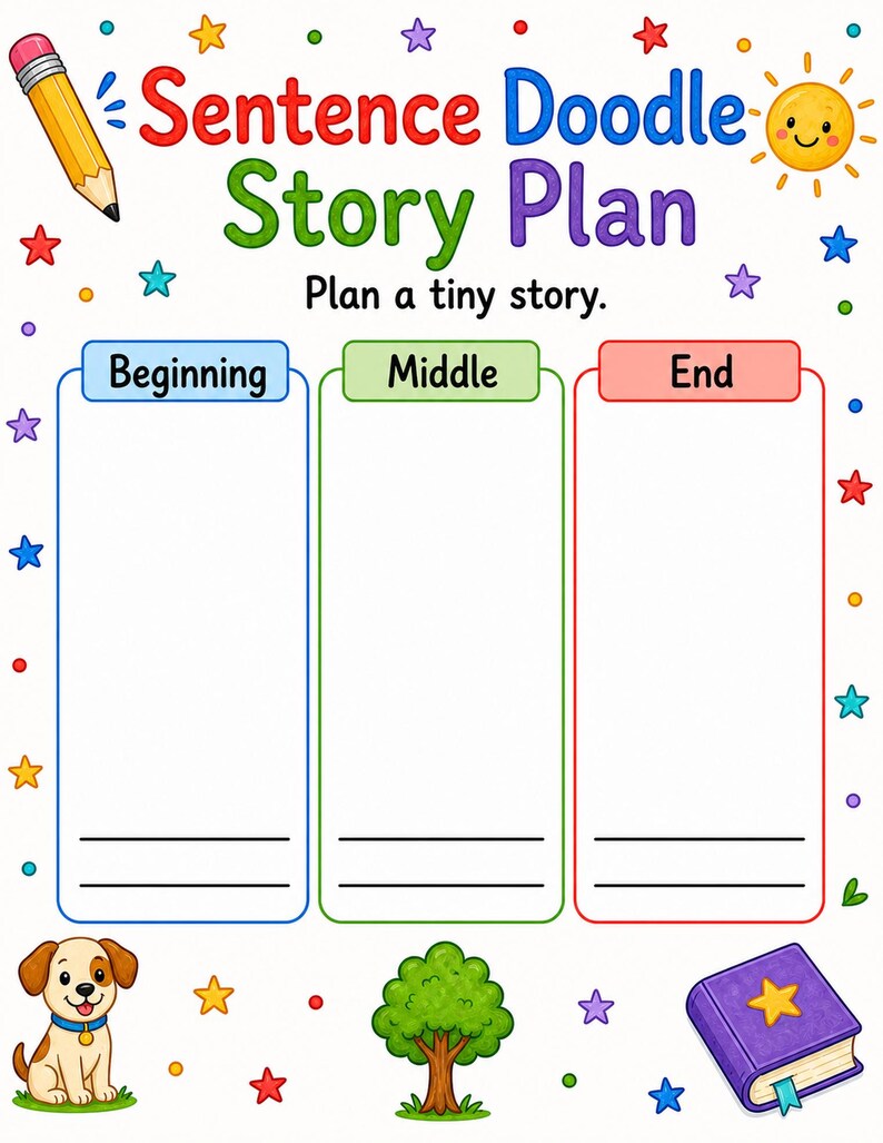 Sentence Builder Doodles | Sentence Writing Worksheets | Printable PDF | Digital Download image 7