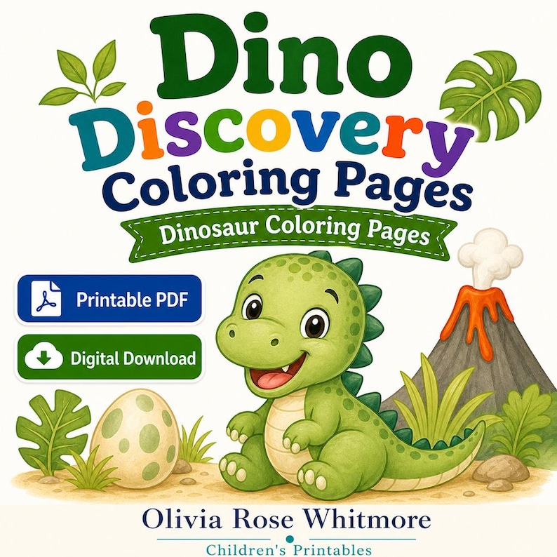 Dino Discovery Coloring Pages | Dinosaur Coloring Pages | Printable PDF | Digital Download image 1