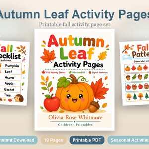 Autumn Leaf Activity Pages | Fall Activity Sheets | Printable PDF | Digital Download image 2