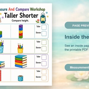 Atelier de mesure et de comparaison | Feuilles de calcul | PDF imprimable | Téléchargement numérique image 10
