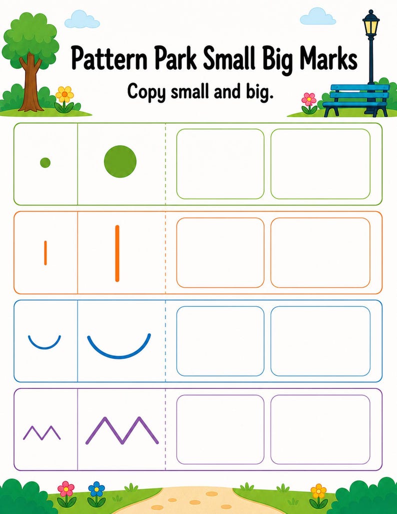 Vorschrift Pattern Park | Arbeitsblätter zum Vorschreiben | Druckbare PDF | Digitaler Download Bild 6