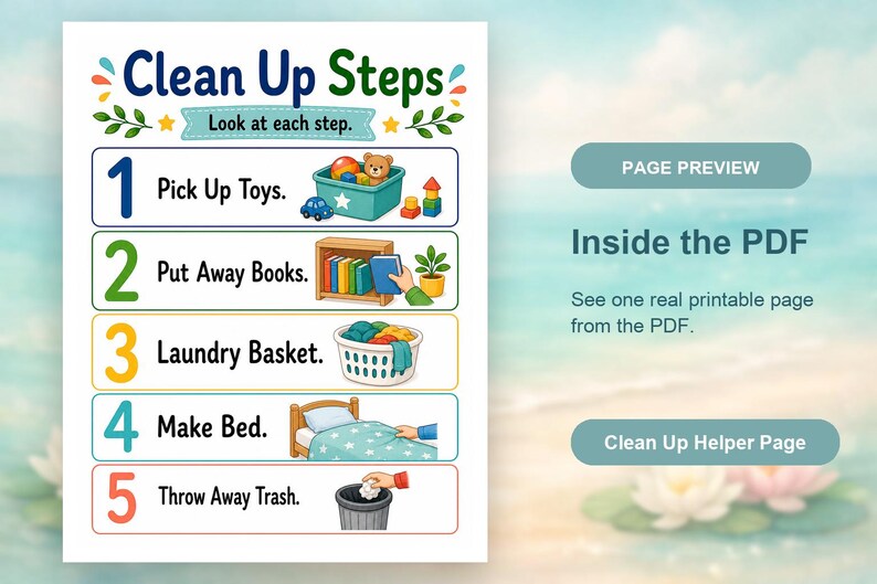 Bedroom Tidy Steps | Clean Up Checklist | Printable PDF | Digital Download image 10