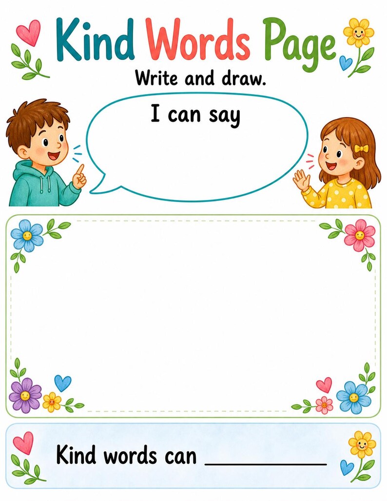 Kind Words Garden | Kindness Worksheets for Kids | Printable PDF | Digital Download image 7