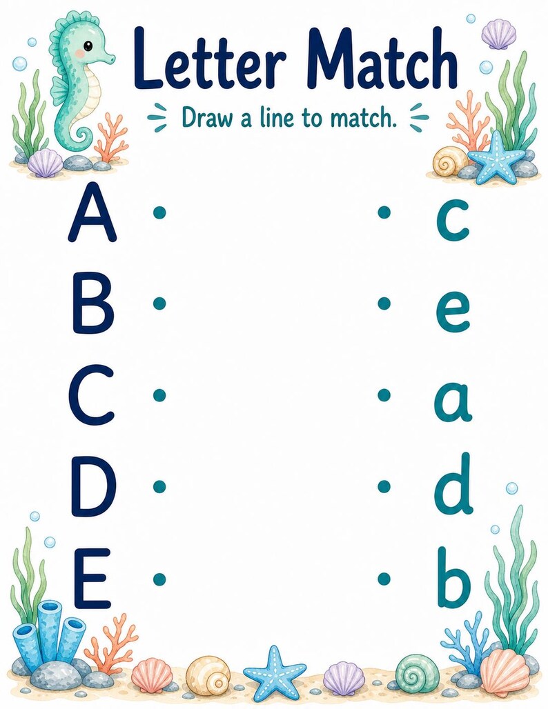 Seahorse Letter Trails | Letter Tracing Worksheets | Printable PDF | Digital Download image 4