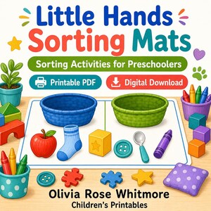 Little Hands Sorting Mats | Sorting Activities for Preschoolers | Printable PDF | Digital Download image 1