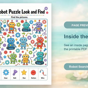 Robotsökningssidor | Robotaktivitetsblad | Utskrivbar PDF | Digital nedladdning bild 10