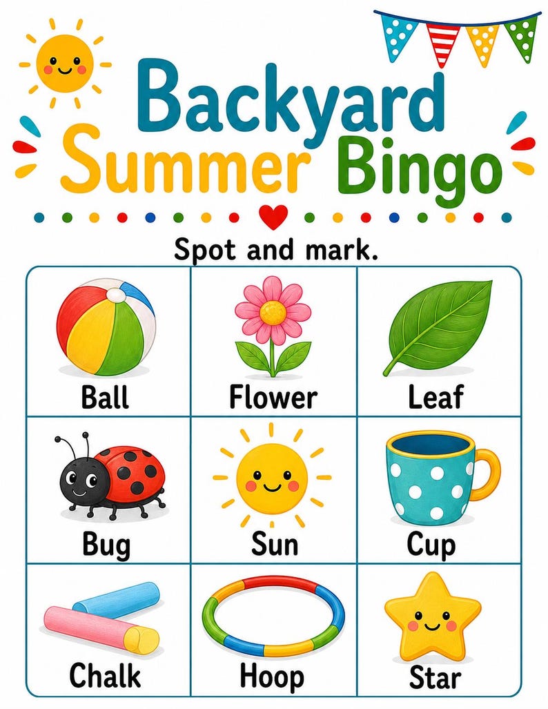 Backyard Summer Play Pages | Backyard Summer Activities | Printable PDF | Digital Download image 3