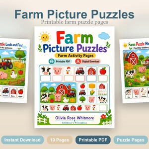 Bauernhof Bilderpuzzle | Farmaktivitätsseiten | Druckbare PDF | Digitaler Download Bild 2