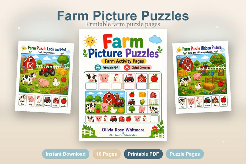 Bauernhof Bilderpuzzle | Farmaktivitätsseiten | Druckbare PDF | Digitaler Download Bild 2