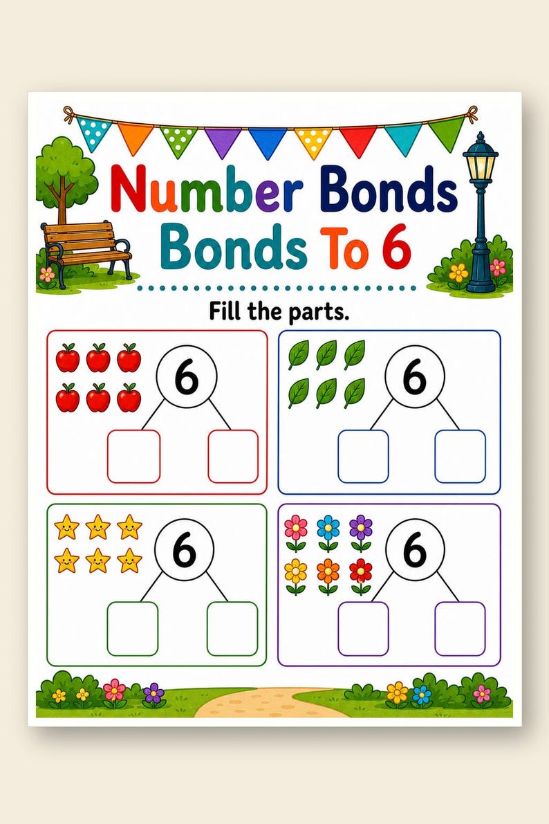 Number Bonds Park | Number Bonds Worksheets | Printable PDF | Digital Download image 9