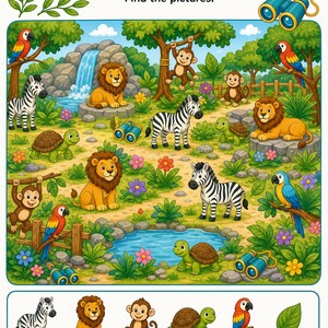 Look And Find Zoo Pages | I Spy Printable | Printable PDF | Digital Download image 4